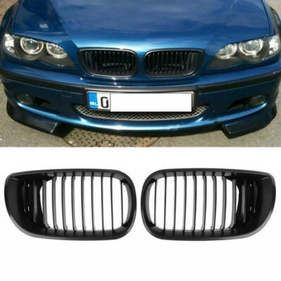 Black Kidney Front Bumper Grille for BMW E46 3 Series 4D 2002-2005 LCI Facelift - Image 1 of 4