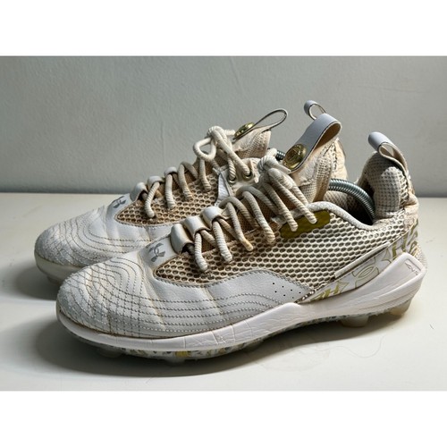 Botines de béisbol Under Armour Brice Harper 7 Elite TPC para hombre talla 9 blancos y dorados - Imagen 3 de 9