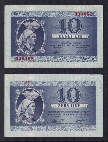 Banconota Occupazione Tedesca Lubjana 10 lir 1944 P.-R20 SPL/XF - Imagen 1 de 1