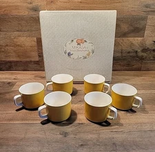 MCM Coffee Tea Set Mikasa Provencal Japan Yellow Coffee Cups Set Of 6 Cups. 