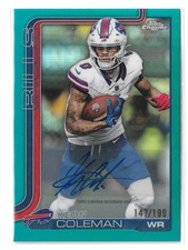 2025 Topps Chrome Autograph - Keon Coleman, #BA-KC, Aqua Refractor, Auto, #/199