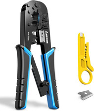 RJ45 Crimping Tool, 8P/6P-RJ11, RJ12 Crimper Cutter Stripper AM-568R