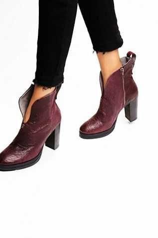 Women Free People Ankle Boots Burgundy Leather 41