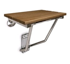 DreamLine Wood Folding Shower Seat Chrome SHST-02-TN H4 Quality Made In USA NEW