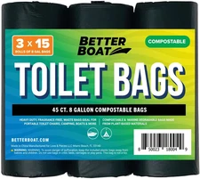 45 Portable Toilet Bags, Biodegradable 8 Gallon for 5 Gallon Buckets Human Waste