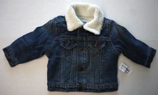 Old Navy Unisex Baby Sz 6-12M Medium Wash Sherpa-Lined Non-Stretch Jean Jacket