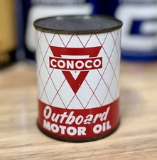 Rare Vintage NOS Conoco Outboard Motor Oil Can 8oz. FULL