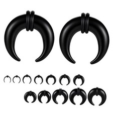 1 Pair Glass Septum Stretching Kit Set - C Shape Pincher Tapers 2g 6mm Black