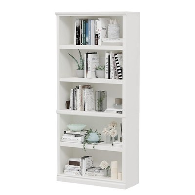 70-Inch Tall White Bookcase 5 Tiers Shelves Open Storage Bookshelf