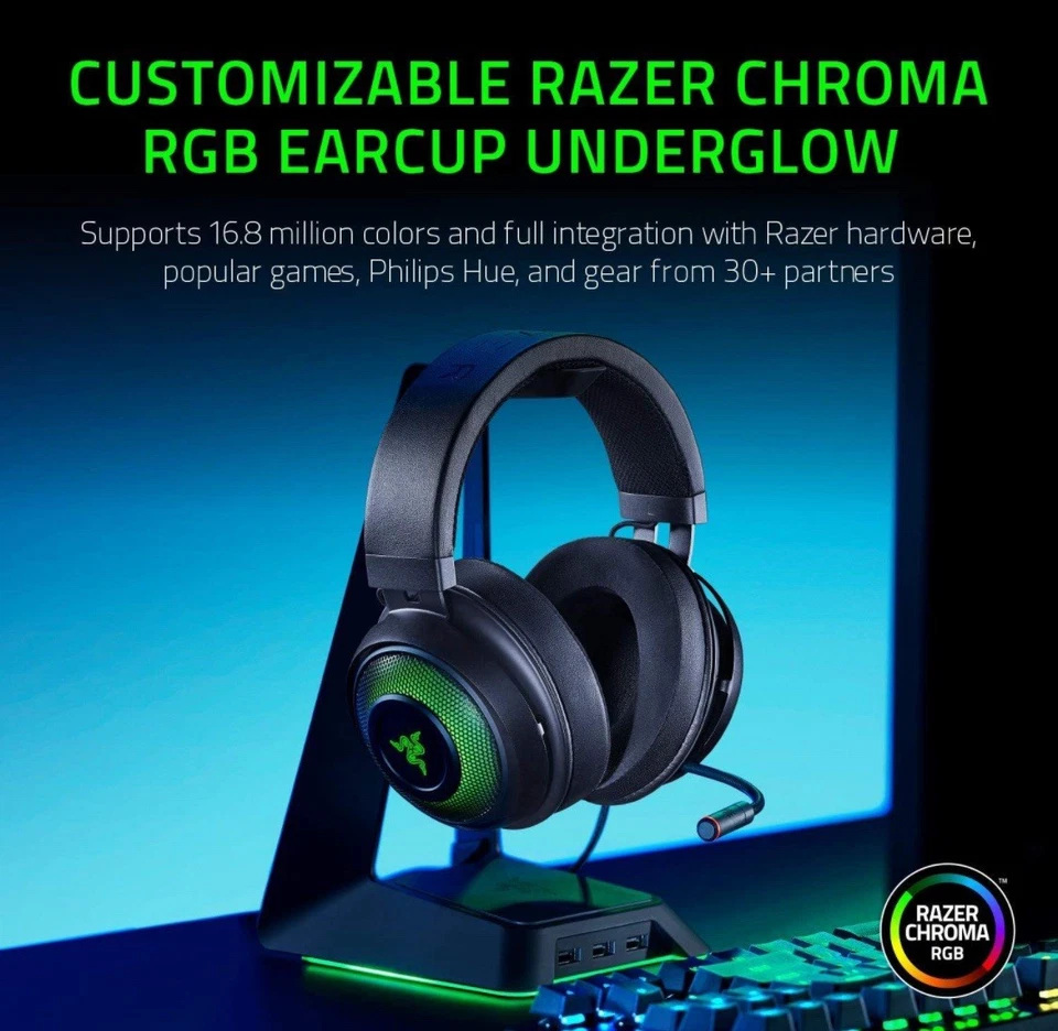 Razer Kraken Ultimate Active Noise Canceling Gaming Headset | THX Spacial Audio - Image 3 of 4
