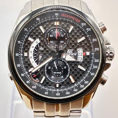 Excellent Condition Working CASIO Edifice Wristwatch Silver Quartz Chronograph