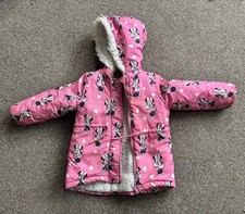 2-3 Toddler Girls Pink Minnie Mouse Coat with Faux Fur Lining Age 2 Years