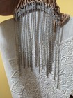 Vtg Chico's Silver+Suede Leather Fringe Cleopatra Bib Necklace Western Statement — photo 6