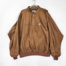Zero Restriction Jacket Mens Large Brown Microsuede Golf Pullover Windbreaker