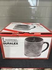 Vintage Christmas Tree NOEL Mug Duralex Glass Made France Set of 4 NEW IN BOX