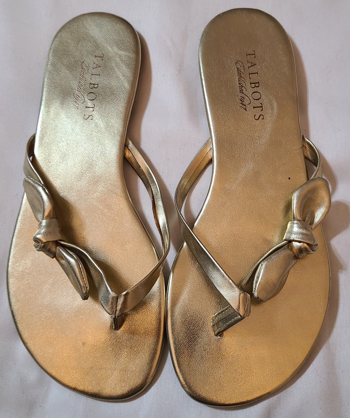 APL Sandali infradito Talbots oro champagne fiocco donna taglia 7 spiaggia viaggio casual
