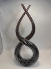 Vintage Murano Style Art Glass Swirl Sculpture Black Clear 11” Modern Decor