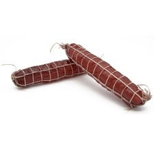 Attrappen 2 St&uuml;ck Salami im Netz rot 25x5cm Deko Kunststoff Requisite Fleisch