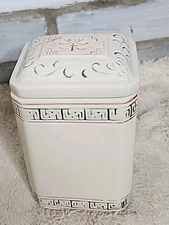 Vintage Ceramic Container With Lid Rectangular Canister Tea Candy Caddy