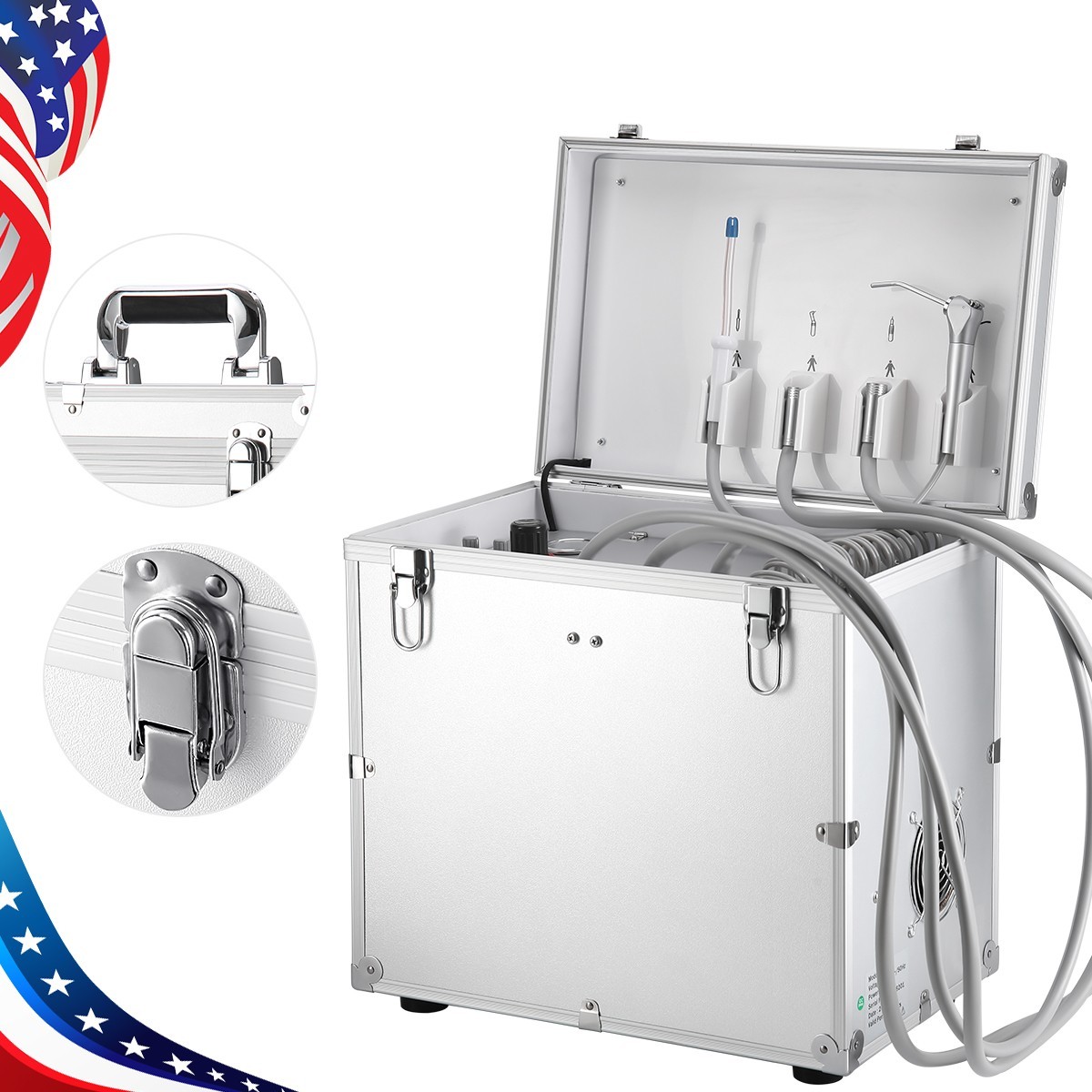 Dental Portable Mobile Delivery Unit Cart Suction System Air Compressor 4Holes