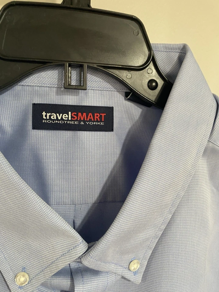 Camisa de viaje inteligente para hombre 4XB botón GRANDE hombre sin planchar AZUL NUEVA $59.50 Foto 3 de 4