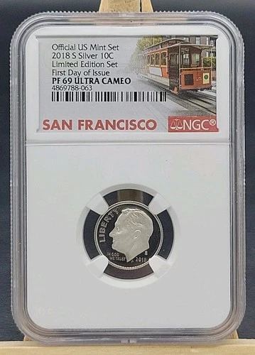 2018 S Silver 10c Roosevelt Dime 1st Day Ltd Ed Set NGC PF69 Ultra Cameo