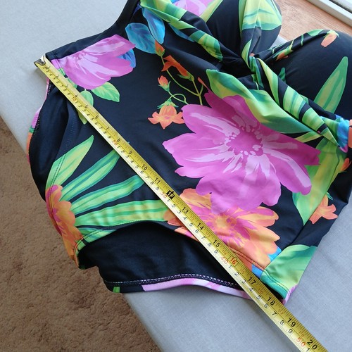 Freshwater Molded Cup Twist One-Piece Swimsuit XL black floral padded adjustable - Picture 11 of 11