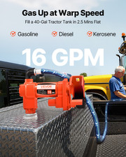 High-Performance 12V Fuel Transfer Pump - 16 GPM with Hose  Nozzle for Gasoline