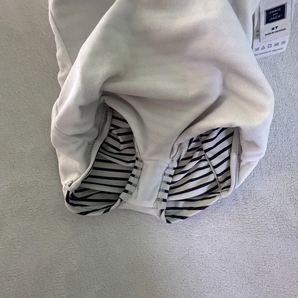 Traje de baño Janie And Jack a rayas flor de una pieza niñas 2T azul marino/blanco rosa flores Foto 4 de 4