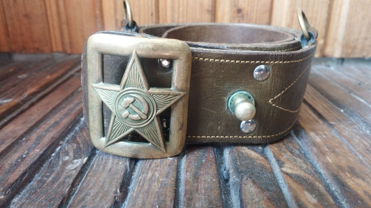 Soviet RKKA Officer Leather Belt M1935 USSR Original 109cm Rare — image 2