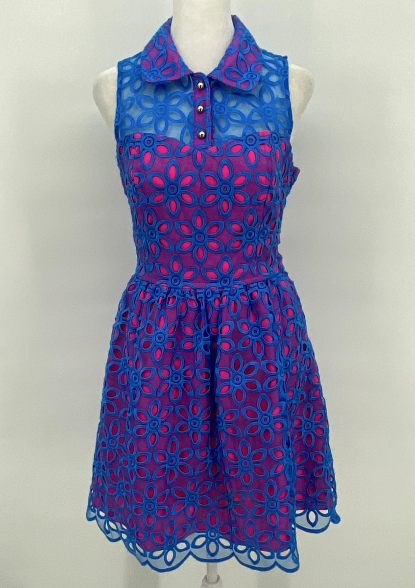 lilly pulitzer pink and blue dress Lilly Pulitzer Dress S Pink Blue Ravyn Off Shoulder Ruffle Feathers Midi  $198