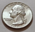 1964 Washington Quarter • AU Slider • 90% Silver • Strong Detail • X37