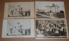 Lot of 4 Canton Ks Kansas School,  Church RPPC Photo Postcards McPherson County