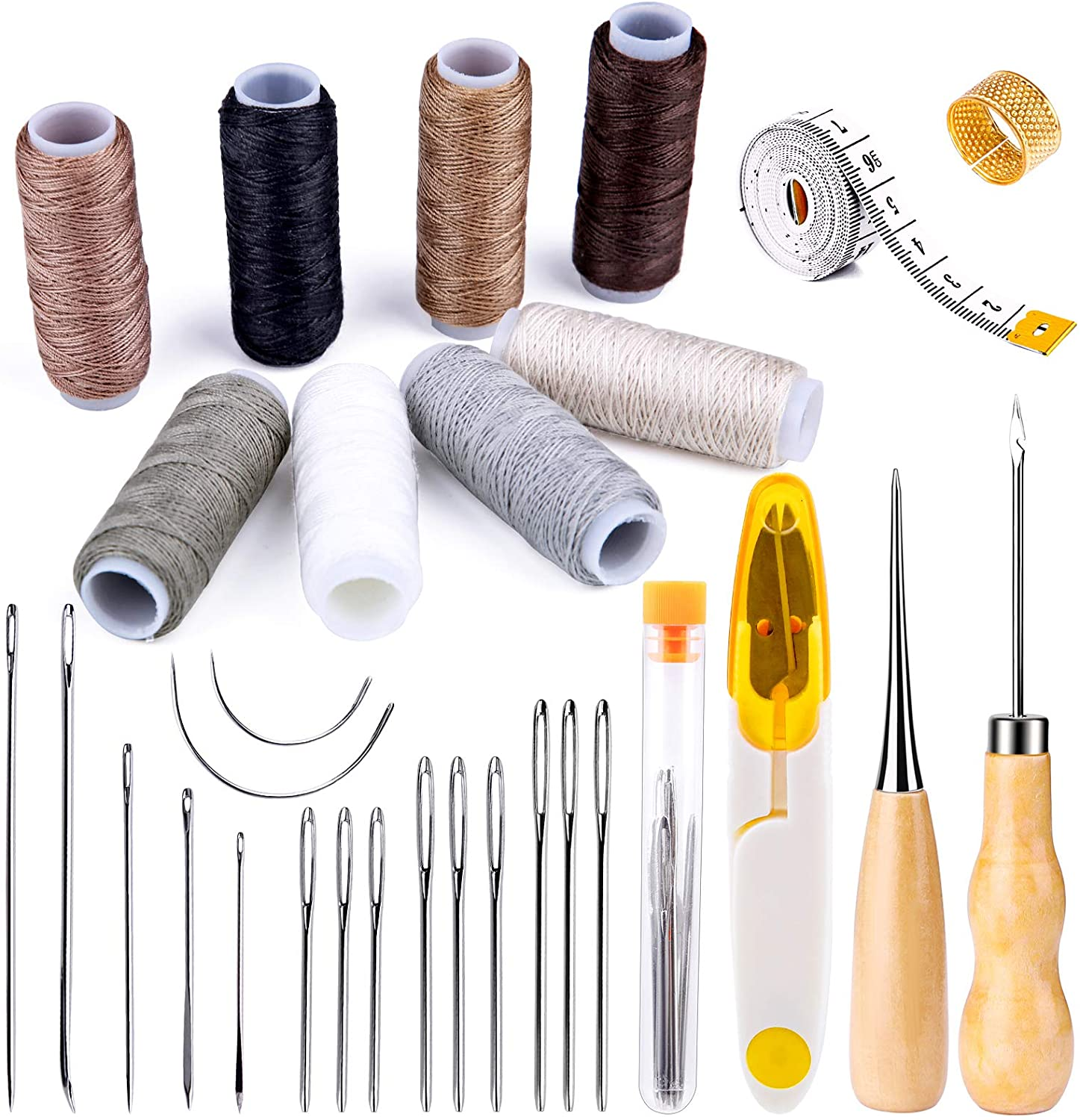 30 PCS Upholstery Repair Kit, Leather Sewing Repair Kit with Sewing Thread Large