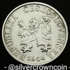 Czechoslovakia 🇨🇿 1 Haler 1954. KM#35. Aluminum One Cent coin. Rampant Lion.