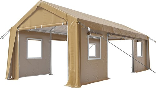 10'x20' Carport Canopy Portable Garage 4 Roll-Up Doors & 4 Windows for Car Boat - Picture 2 of 11