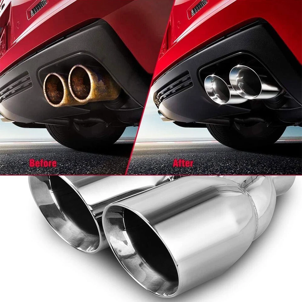 Exhaust Tip 2.5" to 3" Long 9.5" Double Wall For Mercedes-Benz CLK280 CLK320 - Image 3 of 4