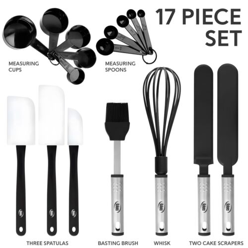 Silicone Spatula Set 17 Piece Baking Utensils Nylon and Stainless Steel Non S... - Picture 5 of 7