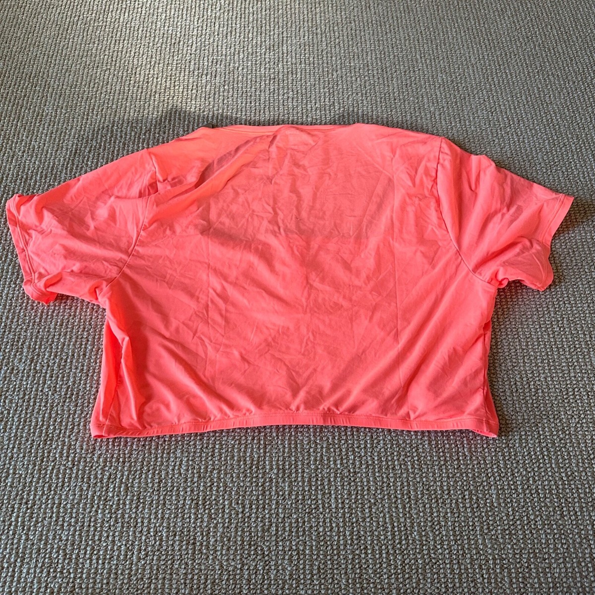 Skims Neon Orange Fits Everybody Henley Cropped Short Sleeve