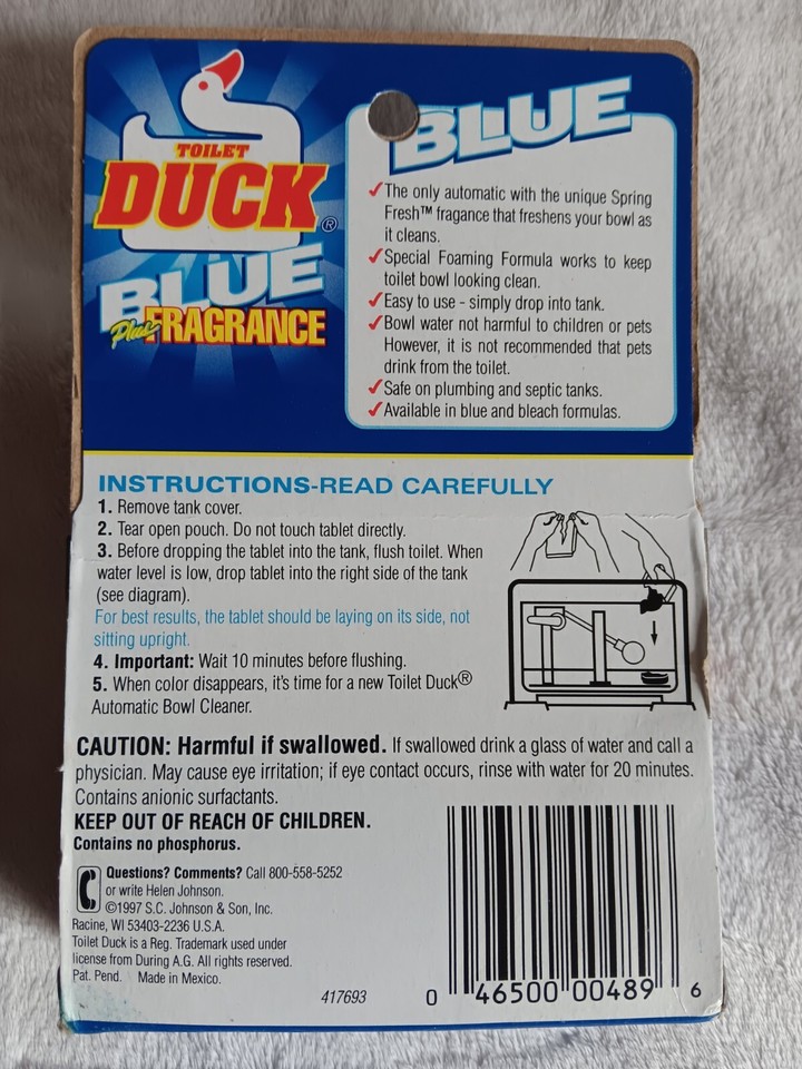Toilet Duck Tablet Blue Toilet Bowl Tank Cleaning Cleaner Septic Safe