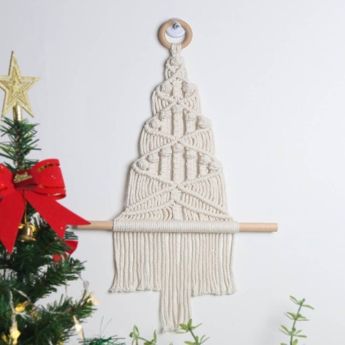 Handmade Woven Christmas Tree Tapestry Tassel Macrame Bohemian Nursery Ornaments - Picture 5 of 7
