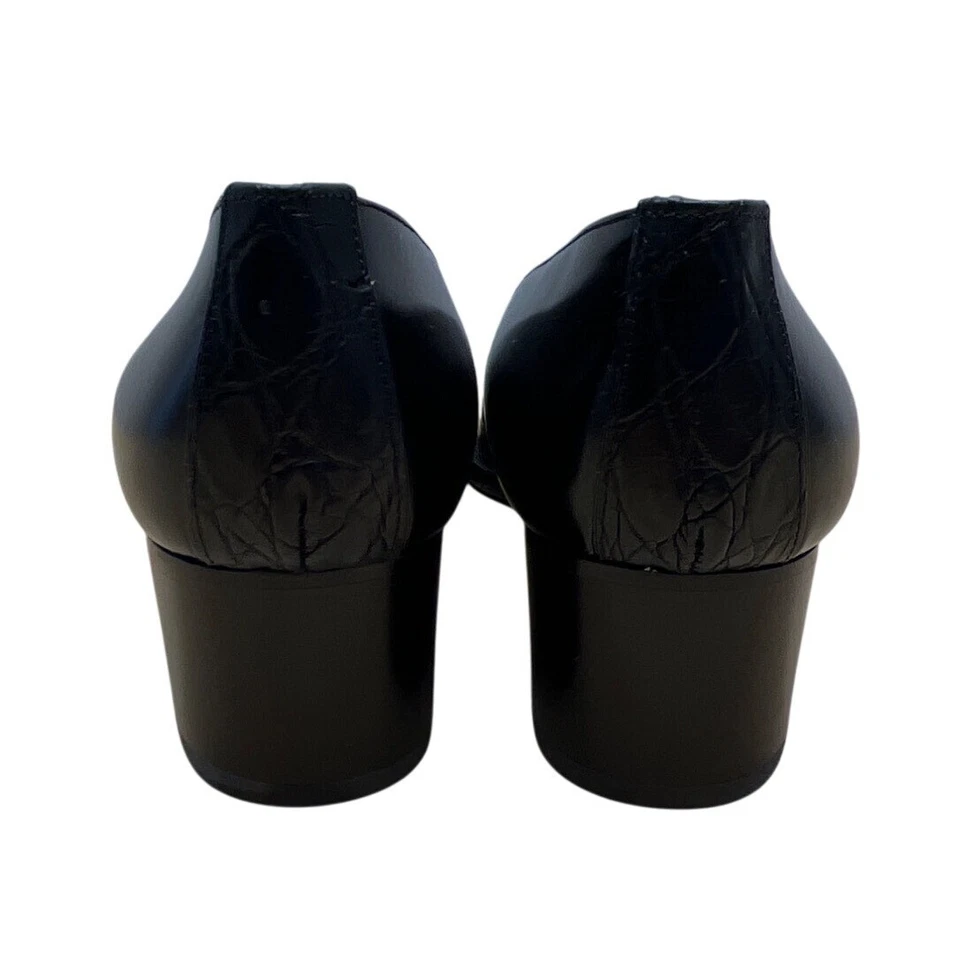 Zapatos de tacón bajo Ralph Lauren de cuero negro con punta de cocodrilo en relieve talla 6B Foto 4 de 4