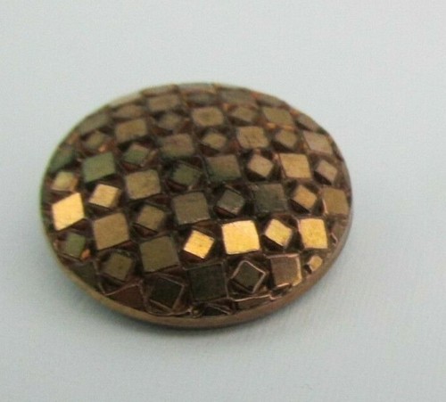 Lot of 3 Vintage Black & Gold Luster Glass Buttons Clear Glass w/Gold Self Shank - Picture 4 of 10