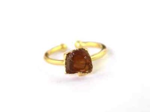 Authentic Natural Citrine Ring, Gold Plated Ring, Adjustable Handmade Electroplated