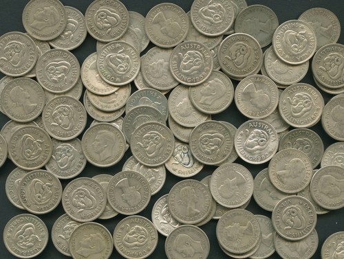 500 Grams of Post 1946 Shilling Silver coins. 50% Silver. Over 85 coins.