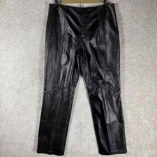 Nine West Vintage Y2K 100 Leather Pants  Womens 12 Brown Two Toned Straight Leg
