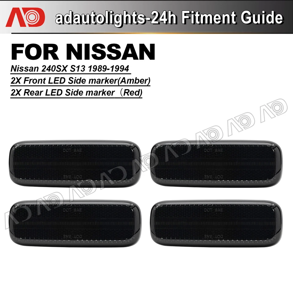 Para Nissan 240SX S13 1989-1994 Ámbar Ahumado Rojo LED Marcador Lateral Señal de Giro Lámpara Foto 3 de 4