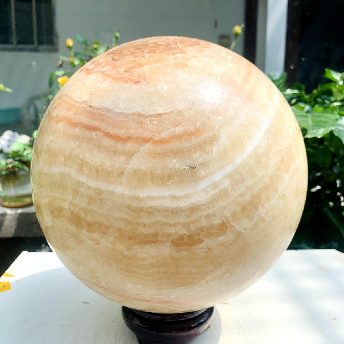 24.33LB natural yellow Calcite sphere quartz crystal polished ball healing