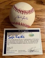 JOSH FIELDS Autographed Signed OML Baseball PCM Sports COA