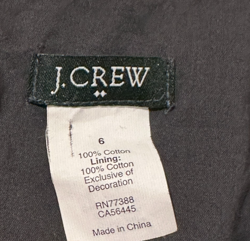 J Crew Gray Honore Embellished Cotton Stretch Mini Dress w Pockets Size 6 - Picture 9 of 9